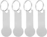 HOMSFOU 4Pcs Stainless Steel Shopping Trolley Token Key Ring Chic Practical Keychain for Easy Unlocking of Shopping Carts Sleek Minimalist Design for Convenient Grocery Shopping