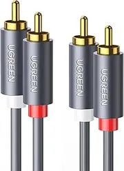 UGREEN RCA Cable, 2RCA Male to 2RCA Male Stereo Audio Cable Gold Plated Car Audio Subwoofer Adapter Dual Shielded Red and White Cord for Home Theater Amplifier Hi-Fi System Car Sound Speaker (2M)