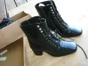 New Women Black Shoes ASOS Design Rival Leather Square Toe Lace Up Boots UK 5