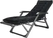 Reclining Chair Folding Zero Gravity Lounge Chair Oversize, Deck Chairs Cotton Cushion for Garden Outdoor Patio Sun Loungers Bed Recliner with Head Pillow, Loading Up to 150kg FANDIAO