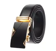 Mens Automatic Belts Black Dress Leather Waist Belt Strap Band Ratchet Buckle GS