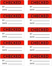 1×2 Inch Checked by Rectangle Labels Quality Control Inventory Labels 500 Pcs Per Roll Red Adhesive Stickers for Handling Shipping Warehouse Inventory Control