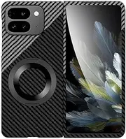 Compatible with Google Pixel 9 Pro Fold Case with Kickstand Cover Carbon Fibre Case Compatible with Google Pixel 9 Pro Fold Shockproof Lightweight Protective Cover (Black+Grey)