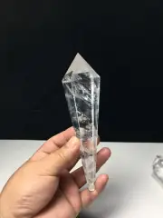 Natural Clear quartz crystal Obelisk Tower Point Energy Wand emitter 223g