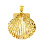 14K Gold 21MM Scallop Shell Pendant