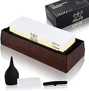 FAMCÜTE Premium Whetstone Knife –1000/6000 2 Side Grit Professional Sharpening Stone with Angle Guide Non Slip Rubber Base Holder