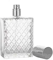 1PCS 100ml/3.4Oz Clear Glass Fine Mist Atomizer,Portable Square Refillable Empty Perfume Essential Oils Spray Bottle Travel Atomizer Dispenser Fragrance Bottle