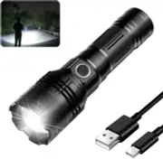 Rechargeable Flashlight, Tactical Flashlights 2000 High Lumens, USB C Bright Fla