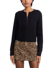 Aqua Full Zip Cashmere Crewneck Cardigan - Exclusive
