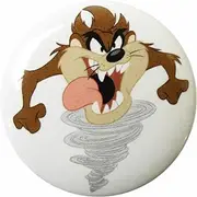 [Square Deal Recordings & Supplies] Looney Tunes - Taz The Tasmanian Devil - 1.25" Round Button, Stainless Steel, no gemstone