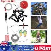 Flying Fox Zip Line Kit Playground Cubby House Backyard Zipline w/ Seat Belt 48m