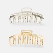 2 Pack Gold Tone and Silver Tone Barrel Claw Hair Clips