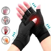 KALOAD 1Pairs Copperion Arthritis Compression Gloves for Adult Relieve Hand Pain Swelling Carpal Tunnel Support Half Fin