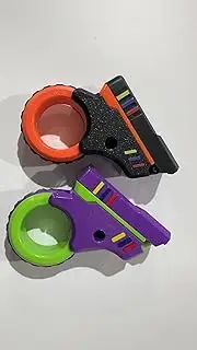 Fidget Gun Fidget Slider Toy, EDC Finger Toy Fidget Ring Fingertip Textured Spinner Flip for Kids Adults (Orange/Purple)