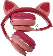 DOITOOL 1pc Cat Ear Over Ear Earphones Adjustable Wired Headsets for Noise Canceling Over The Ear Earbuds Abs Pink