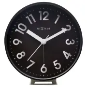 NeXtime Black Reflect 12.5x13cm Plastic Desk Alarm Clock Analogue w/ Night Light