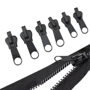 6Pcs Black Zippers Head Reusable Plastic Zip Puller Zip Slider Zipper