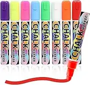 Chalk Marker Chalk Pens for Blackboard, Washable, 8 Colours, Liquid Chalk, 10 mm Chalk Pens with Thick Tip, Glass Chalk Pens for Windows, Window Painting Pens, Glass Markers, Blackboard Pens