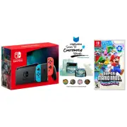 Nintendo Switch Console with Super Mario Bros Wonder Game and MightySkins Code