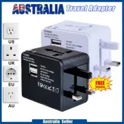 Universal Travel Adapter Dual 2 USB Power Plug to AU EU USA UK Charger Converter