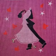 Needlepoint Dancing Couple Canvas BJGreenDesigns 14 Mesh Canvas Whimsical