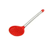Silicone Non-stick Spatula Soup Scoop Colander Scraper Kitchen Cooking Tool-Red Skimmer