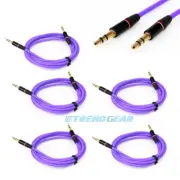 5X 4FT 3.5MM AUX JACK MALE AUDIO STEREO CABLE CORD PURPLE FOR IPHONE 5S 5C IPOD