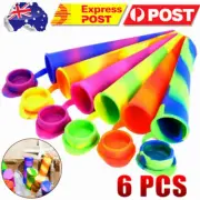 6Pcs Icy Pole Jelly Popsicle Maker Silicone Pop Mould Safe Ice Cream Block Molds