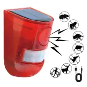 Solar Sound & Light Alarm Outdoor Motion Sensor 129db Siren Sound Alert & 6LE...