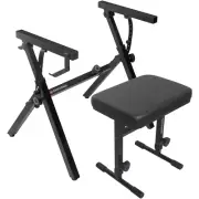 Foldable Z-Style Piano Stand & Bench–Adjustable for 54–88 Key Digital Keyboards