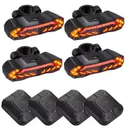 Smart LED Bike Turn Signal Tail Light USB Rechargeable Remote Control 6 Modes ×4