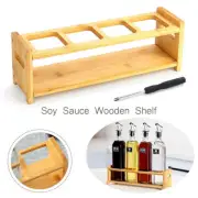 Wooden Kitchen Oil Bottle Container Spice Holder Rack Jar Vinegar Storage Shelf