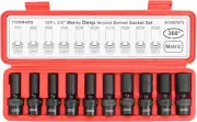 3/8" Drive Universal Swivel Impact Socket Set Deep, 6 Point Wobble Flexible Sock