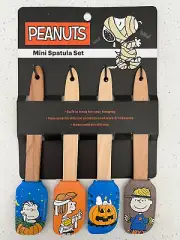 PEANUTS SNOOPY Halloween 4 PACK Mini SPATULA SET NEW Blue Orange Charlie Brown