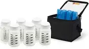 Ameda MYA Cool N Carry Breast Milk Storage System | Includes Insulated Nylon Carry Bag, 3 Freezer Packs, 6 4oz. Bottles with 2-Piece Lock-Tight Caps