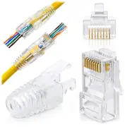 RJ45 Cat6 Pass through Connectors and Strain Relief Boots - Pack of 100/100 - EZ