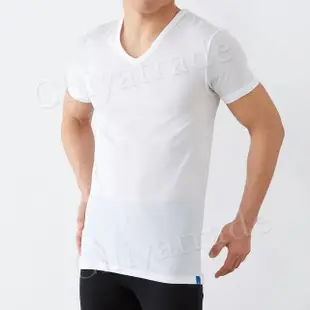 【Gunze 郡是】日本製 COOLMAGIC 男士機能涼感 V領 短袖 內衣 T-shirt-白色(涼感舒適)