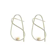 Culturesse Eileen 62mm Line Art Stud Earrings Women's Platinum Marjorie Pearls