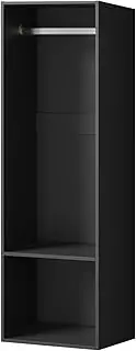OIKITURE Open Wardrobe Shelf with 2 Shelves, Clothes Storage Cabinet with Built-in Unit, Storage Organiser with Hanging Rail, Wardrobe Closet for Bedroom, Living Room, 50.5 x 40 x 159cm, Black