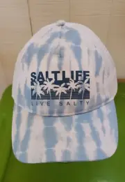 Salt Life Live Salty Blue White Mesh Back Snap Back Cap NWT
