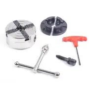 NAGU 3.5-inch 4-Jaw Self-Centering Key Chuck Set with 1"x8TPI Direct Thread