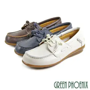 【GREEN PHOENIX】女 休閒鞋 素面 直套式 全真皮 平底