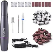 Electric Nail Drill Machine Kit, USB Portable Electric Nail File Efile Set for Acrylic Gel Nails, Manicure Pedicure Tool with Nail Drill Bits Sanding Bands