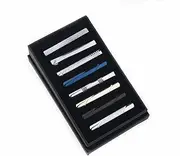[KUHBDIE] Cufflink Suit Silver Striped Collar Clip Suit Accessories Men's Business Tie Clip