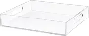 Boxalls Acrylic Serving Tray 12x12 Inch, Clear Rectangular Tray with Handle, Decorative Ottoman Tray Organizer for Appetizer, Breakfast, Coffee Table, Countertop, Bathroom