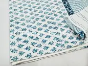 Elegant Indian Hand Block Print Quilt Kantha King Size Bedspread Floral, Throw