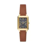 Fossil Raquel Three-Hand Date Medium Brown LiteHide Leather Watch ES5303