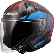 LS2 OF603 Infinity II Carbon Urus Jet Helmet, carbon-red-blue, Size XL for Men Carbon Red Blue