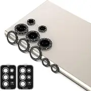 [Bigqin] 2 Set Camera Lens Protector Compatible with Samsung Galaxy S24 Ultra 6.8inch 9H Tempered Glass, Metal Individual Ring Cover, HD Clear, Case-Friendly, Easy Installation Tray, Black