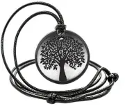 Shungite Pendant Engraving Sacred Geometry Circle Tree